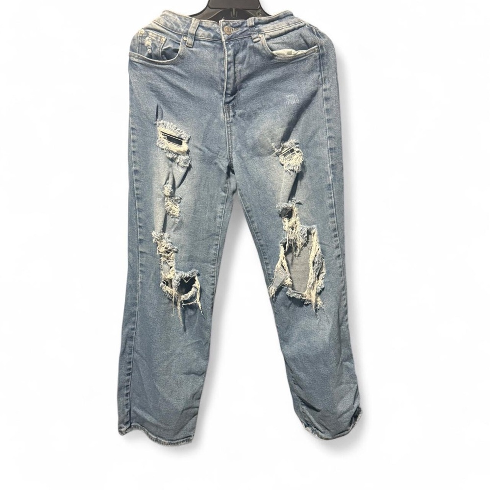 Almost Famous Blue Boyfriend Jeans Distressed